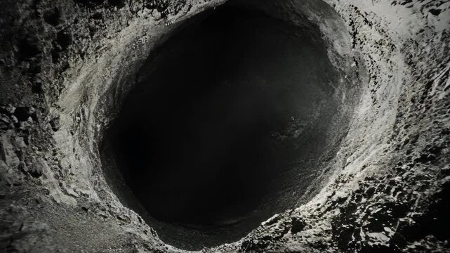 A large crater on the Moon, captured by a spacecraft during a flyby