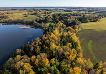 Autumn landscape in the countryside of Latgale, (lake Aulejs),Latvian nature.