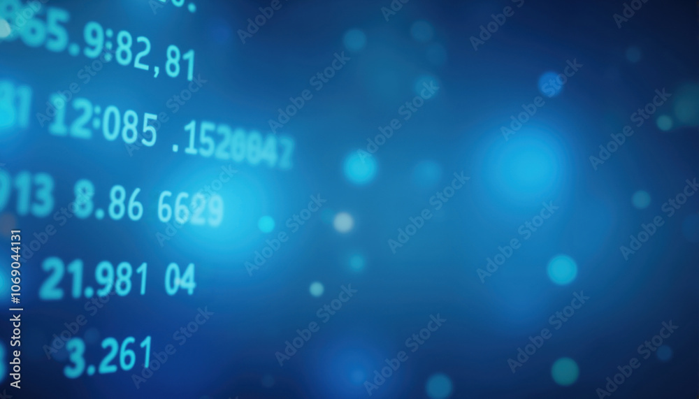 Poster close-up financial data display: close-up of a digital financial screen displaying numerical data in
