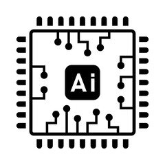 digital technology ai cpu icon on white background artificial intelligence computer Futuristic high tech abstract vector illustration.