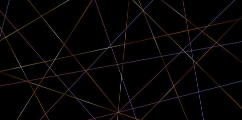 Abstract red and golden color line straight Vector in black background, geometric random chaotic line design with transparent background Vector Illustration.	