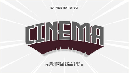 Cinema text effects with modern 3d style that can be edited