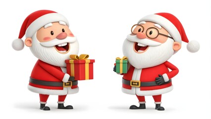 3D Cartoon Santa Claus Celebrating Christmas, Santa Claus Character in 3D for Christmas