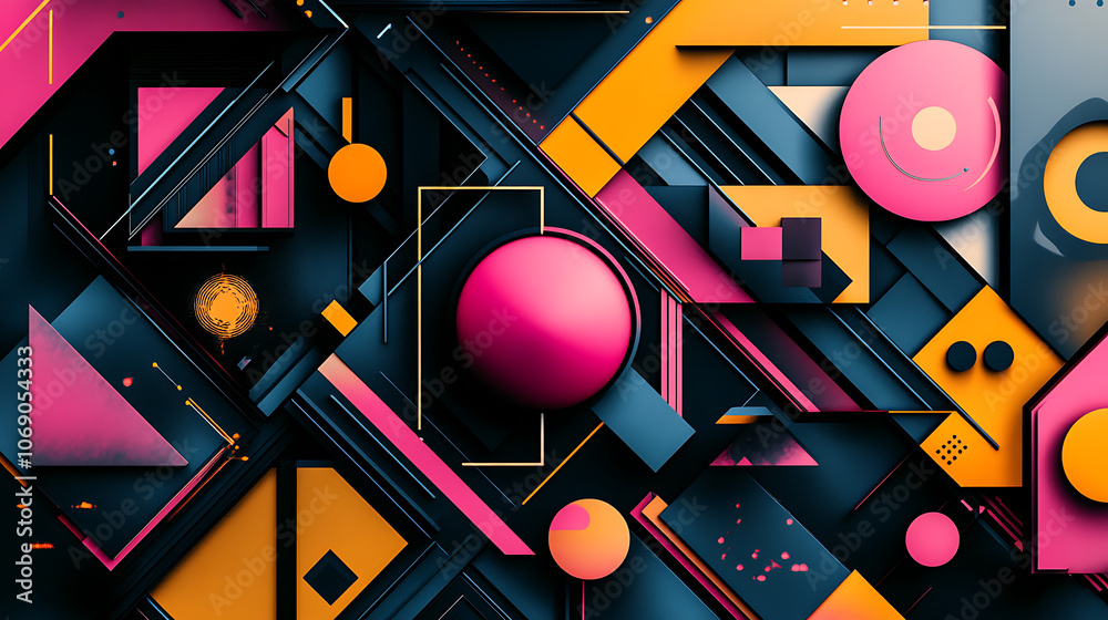 Aufkleber abstract geometric composition made in 3d software