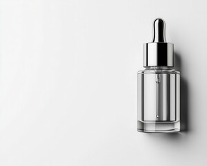 Hyaluronic acid serum in sleek packaging, modern white background, clean design