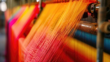 Colorful Threads on Weaving Machine