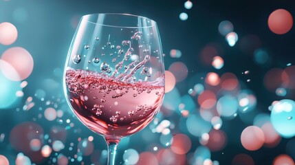 Sparkling Wine Glass with Bubbles Rising Up