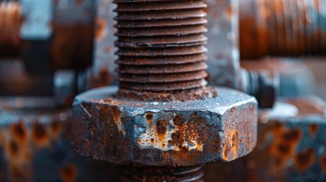 Detailed Close-Up of Rusty Bolt