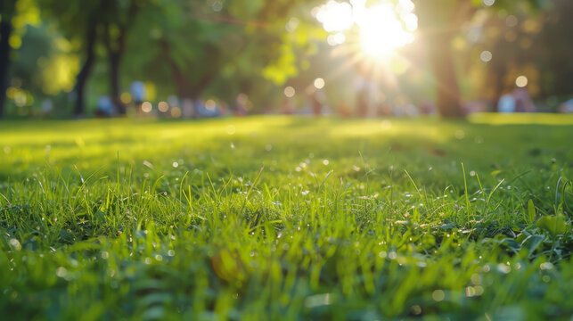 .ChatGPT.In the early morning sunlight, the green grass and towering trees in the backyard create a picturesque scene of growth and earthy beauty.