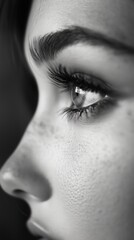 Close-Up Monochrome Eye Portrait with Fine Details
