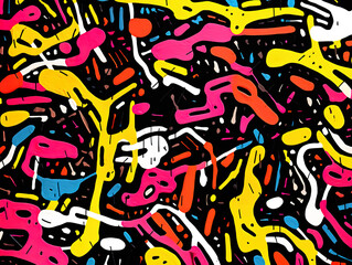 Obraz premium Hand Drawn Chaotic Marker Pattern Trendy Childish Squiggly Line Art