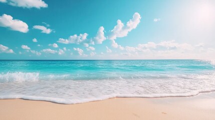 Fototapeta premium Vibrant Sandy Beach with Crystal Clear Water