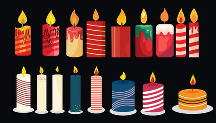  Christmas candle  vector and illustration on white background 