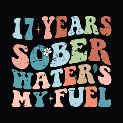 17 Years Sober 17 Year Sobriety Anniversary Groovy Retro
