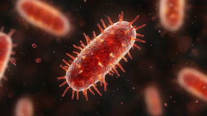 Obraz premium Close-up of Glowing Bacteria Cells in Intricate Detail