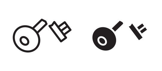 Broken key vector icon set black filled and outlined style.