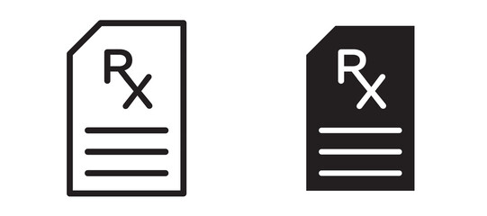 RX vector icon set black filled and outlined style.