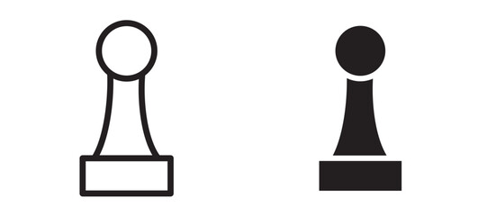 Chess pawn vector icon set black filled and outlined style.