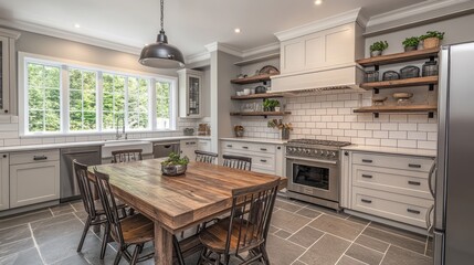 A Modern Farmhouse Kitchen with Rustic Touches