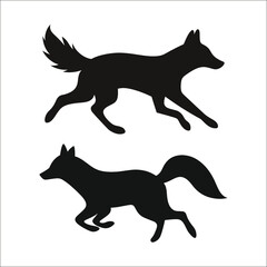 Running Fox Silhouette Bundle Set on a White Background