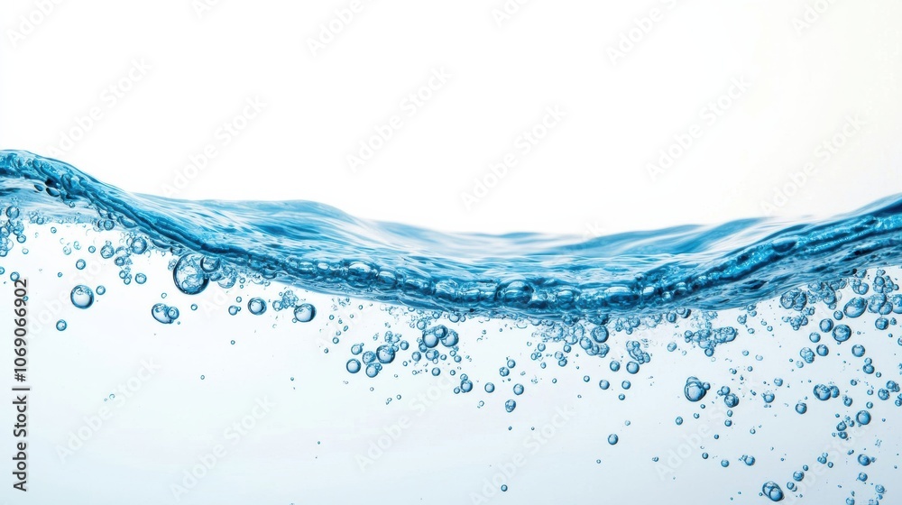 Aufkleber Clean water wave with bubbles creating a refreshing splash on white background