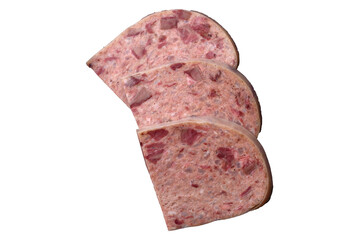Homemade headcheese with salt, spices, herbs and vegetables