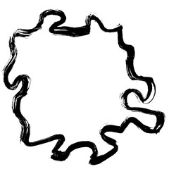 Obraz premium Ink Dry Brush Grunge Free Hand Oval Frame