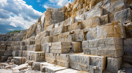 Majestic Marble Quarry under Blue Sky