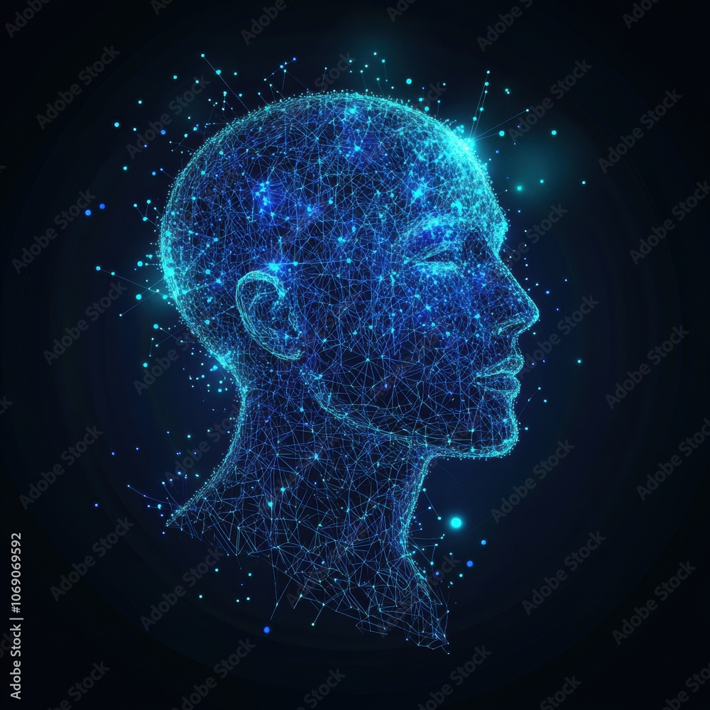Aufkleber digital human head symbolizing artificial intelligence technology