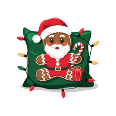 Christmas gingerbread cookies vector, gingerbread holding candy can vector, santa claus gingerbread vector