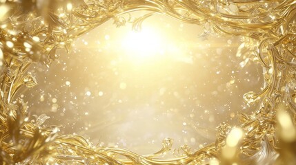 Luxurious Golden Frame New Year Graphic with Festive Sparkles and Elegant Icons