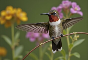 Fototapeta premium Ruby throated Hummingbird Rufous Hummingbird