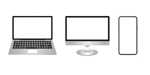 Mockup with blank screen. smartphone laptop and desktop screen mockup