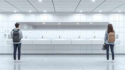 Fototapeta premium Modern Bathroom Interior with Clean Lines and Lighting