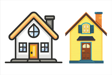 Home Icon Vector on a White Background, House Icon Bundle Set