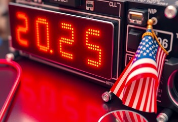 colors patterns integrated displaying digital flag circuit American board countdown clock 2025