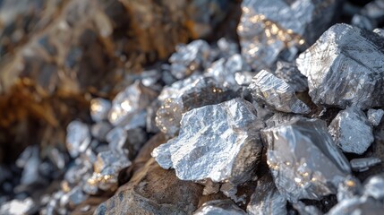 Shiny Metallic Minerals in Natural Rock Formation