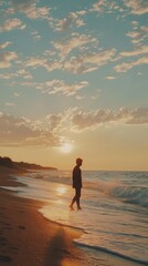 Serene Beach Walk at Sunset