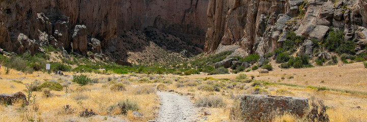 La buitrera canyon entrance landscape, patagonia, chubut province, argentina