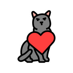 heart cat breeding color icon vector. heart cat breeding sign. isolated symbol illustration