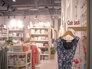 Chic Boutique Interior with Cash Back Signage