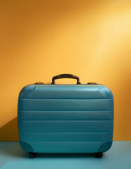 Classic suitcase, isolated on a yellow pastel