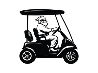 Santa Claus Golf Cart Silhouette - Festive Christmas Design