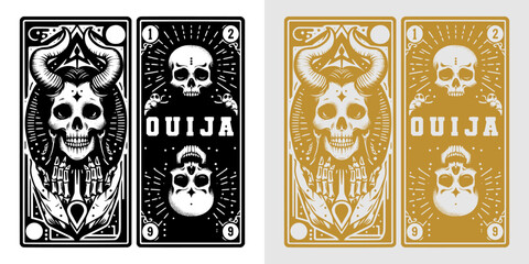 black and gold ouija card