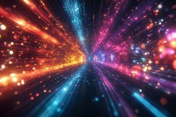 Naklejka premium Abstract Neon Lights Background with Bokeh