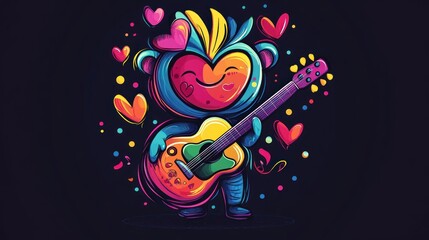 Colorful Monkey Playing Guitar
