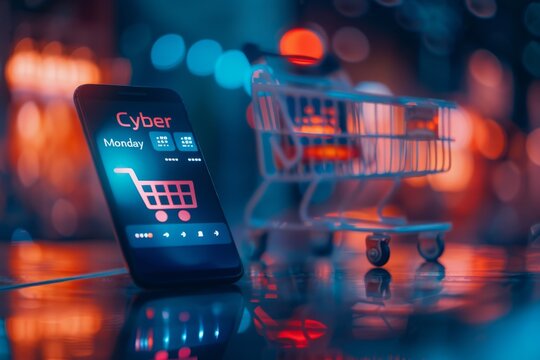 Smartphone with Cyber Monday Shopping Interface