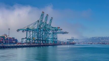 Obraz premium Modern Port Cranes on Sunny Day