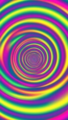 A vibrant, swirling abstract pattern featuring a mesmerizing spiral of bright neon colors, creating a captivating and hypnotic effect. Ideal for artistic backgrounds.