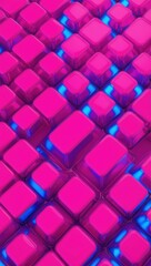 Obraz premium A vibrant pattern of glossy pink and blue cubes, creating a dynamic and modern digital artwork with a playful and energetic feel.